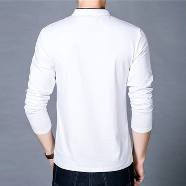 Men's Spring Autumn 100% Cotton Solid Color Mandarin Collar Shirt  -  GeraldBlack.com