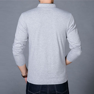 Men's Spring Autumn 100% Cotton Solid Color Mandarin Collar Shirt  -  GeraldBlack.com