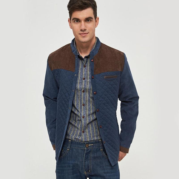 Men's Spring Autumn Casual College Baseball Jacket with Patchwork - SolaceConnect.com