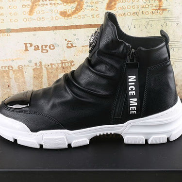 Men's Spring Autumn Casual High Leather Boots Microfiber Shoes A93  -  GeraldBlack.com