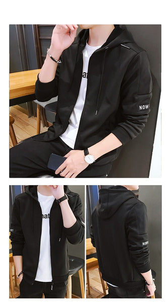 Men's Spring Autumn Casual Streetwear Hooded Zipper Sweatshirts - SolaceConnect.com
