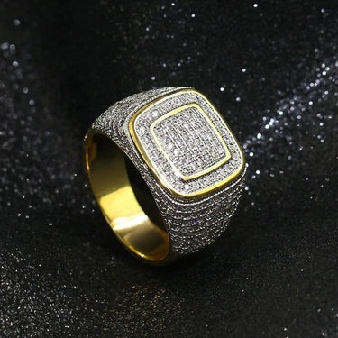 Men's Square Cubic Zirconia Hip Hop Punk Style CZ Ring with Jewelry box  -  GeraldBlack.com