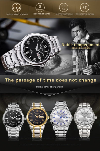 Men's Stainless Steel Automatic Luxury 5ATM Waterproof Luminous Watch - SolaceConnect.com