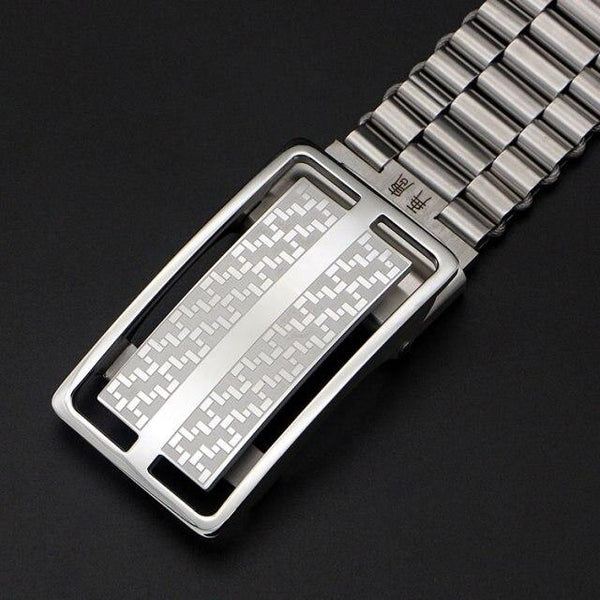 Men's Stainless Steel Automatic Metal Buckle Self Lengthened Braided Belt - SolaceConnect.com