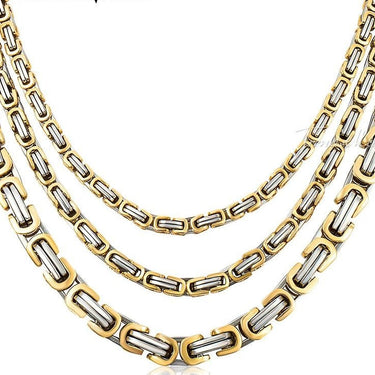 Men's Stainless Steel Gold Black Silver Byzantine Box Chain Necklace  -  GeraldBlack.com
