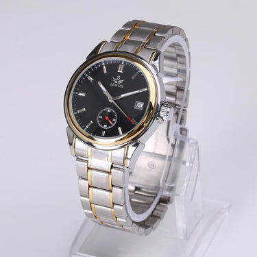 Men's Stainless Steel Leather 4 Hands Mechanical Bezel Wristwatches  -  GeraldBlack.com