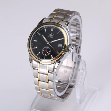 Men's Stainless Steel Leather 4 Hands Mechanical Bezel Wristwatches - SolaceConnect.com