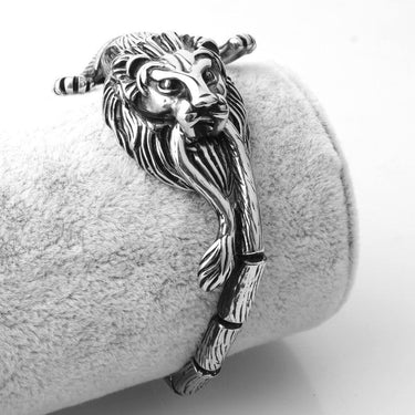 Men's Stainless Steel Punk Animal Lion Charm Bracelet Bangle  -  GeraldBlack.com