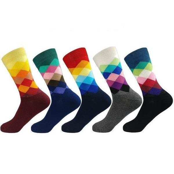 High Quality Standard Cotton Colorful Casual Men's Crew High Socks - SolaceConnect.com