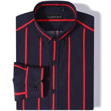 Men's Standard Fit Button Down Stylish Color Block Striped Cotton Shirts - SolaceConnect.com