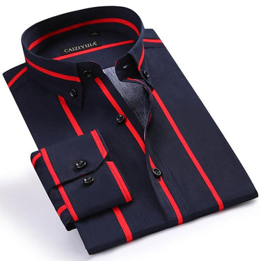Men's Standard Fit Button Down Stylish Color Block Striped Cotton Shirts  -  GeraldBlack.com