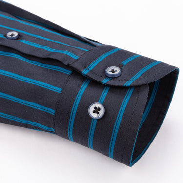 Men's Standard-fit Vertical Striped Without Pocket Long Sleeve Shirt  -  GeraldBlack.com