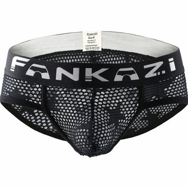 Men's Star Mesh Underwear Briefs with U Pouch and Printed Pattern - SolaceConnect.com