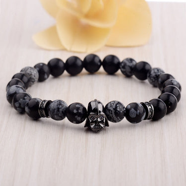 Men's Star Wars Darth Vader Zircon Bright Black Lava Stone Beaded Bracelet  -  GeraldBlack.com