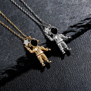 Men's Sterling Silver Astronaut Pendant With O Chain Hip Hop Necklace  -  GeraldBlack.com