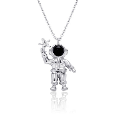 Men's Sterling Silver Astronaut Pendant With O Chain Hip Hop Necklace  -  GeraldBlack.com