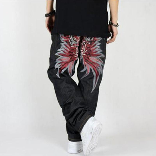 Men's Street Style Loose Jeans Plus Size Embroidery Hip Hop Pants  -  GeraldBlack.com