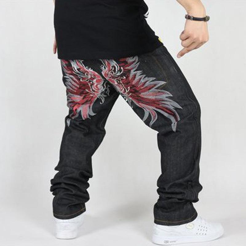 Men's Street Style Loose Jeans Plus Size Embroidery Hip Hop Pants ...