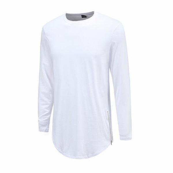 Men's Street Wear Extend Swag Side Zip Super Longline Long Sleeve T-Shirt - SolaceConnect.com