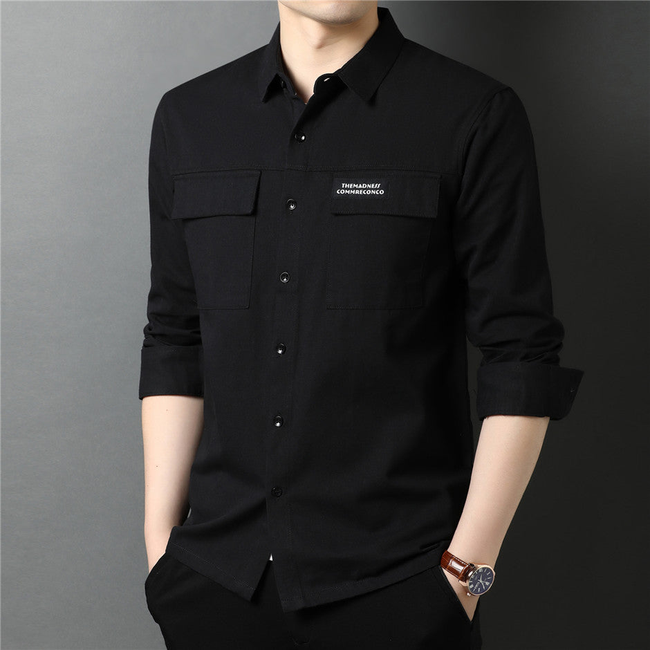 Men's Streetwear Fashion Style Big Pocket Cotton Long Sleeve Shirt  -  GeraldBlack.com