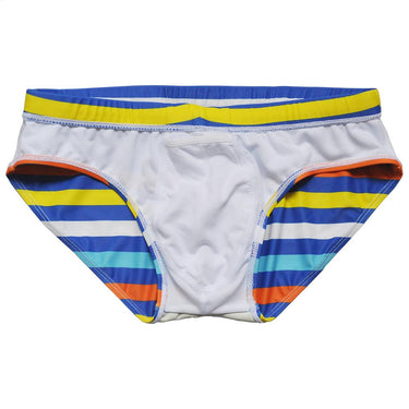 Men's Striped Brief Trunk Swimwear with Rope for Beach Surfing Lashing - SolaceConnect.com