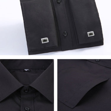 Men's Striped Long Sleeve Classic French Cuffs Single Patch Pocket Shirt  -  GeraldBlack.com