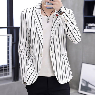 Men's Striped Pattern Slim Fit Casual Style Full Sleeved Blazer  -  GeraldBlack.com