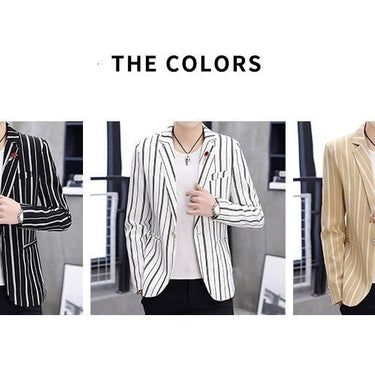 Men's Striped Pattern Slim Fit Casual Style Full Sleeved Blazer  -  GeraldBlack.com