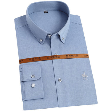 Men's Striped Soft Bamboo-fiber Anti-wrinkle Pocket-less Long Sleeve Shirt  -  GeraldBlack.com