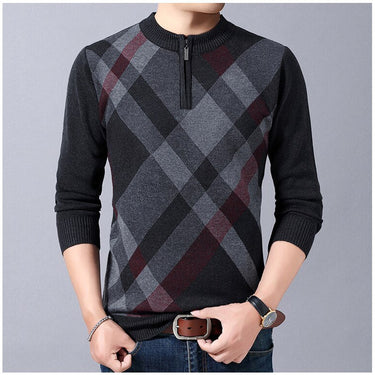 Men's striped zipper pullovers sweater fashion knitted men clothing thick winter warm sweaters 1143  -  GeraldBlack.com