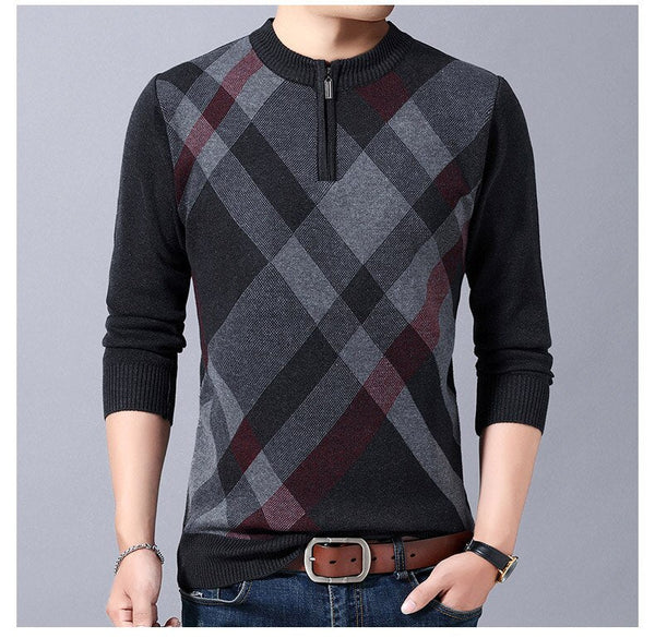 Men's striped zipper pullovers sweater fashion knitted men clothing thick winter warm sweaters 1143  -  GeraldBlack.com