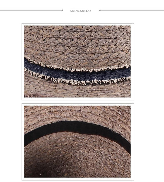 Men's Summer and Spring Outdoor Travel Raffia Wide Brim Sun Hat - SolaceConnect.com