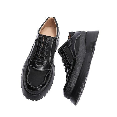 Men's Summer Breathable Genuine Leather Patchwork Platform Dress Shoes  -  GeraldBlack.com