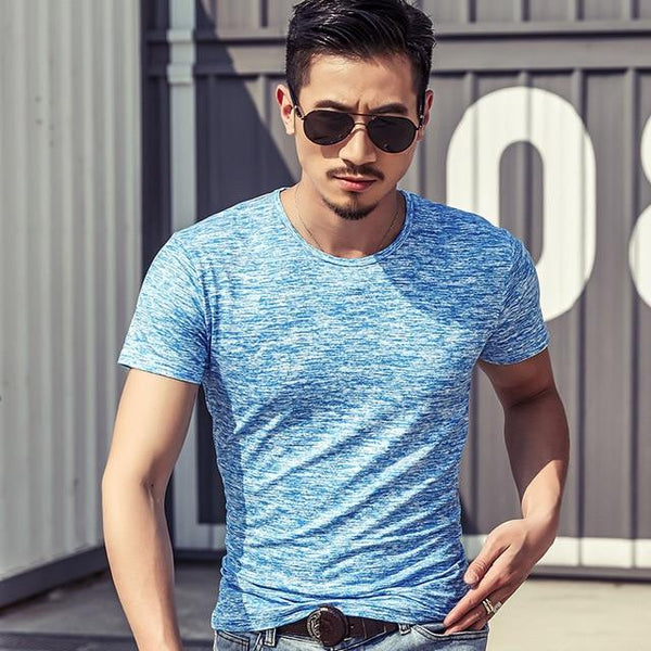 Men's Summer Casual Long Sleeve Slim Basic Tops Stretch T-shirt - SolaceConnect.com