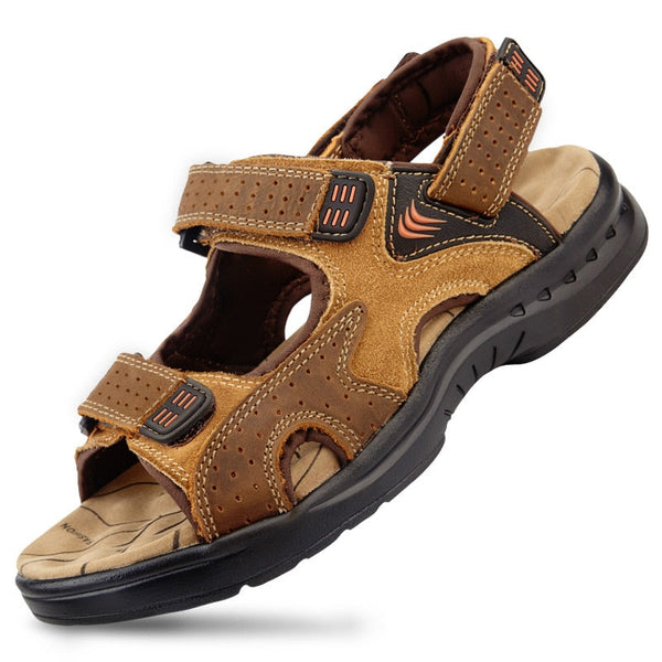 Men's Summer Casual Outdoors Genuine Leather Cowhide Sandals Shoes  -  GeraldBlack.com