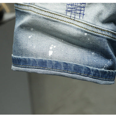 Men's Summer Cotton Embroidery Distressed Knee Length Denim Shorts  -  GeraldBlack.com