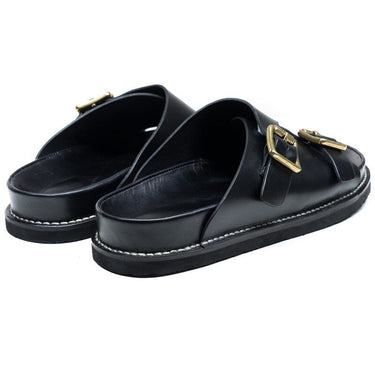 Men's Summer Designer Style Cowhide Leather Buckle Slip-on Sandals - SolaceConnect.com