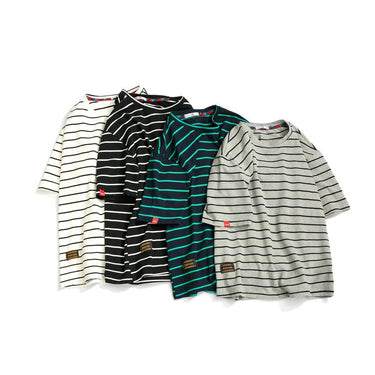Men's Summer Fashion O-neck Short-sleeved Slim Fit Striped T-shirt  -  GeraldBlack.com
