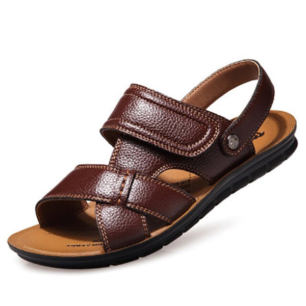 Men's Summer Fashion Soft Leather Comfortable Beach Casual Roman Sandals  -  GeraldBlack.com
