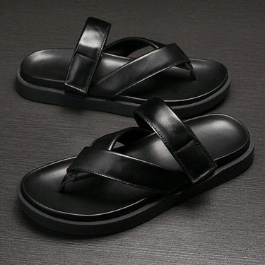Men's Summer Genuine Leather Slip On Sandals with Thick Platform  -  GeraldBlack.com