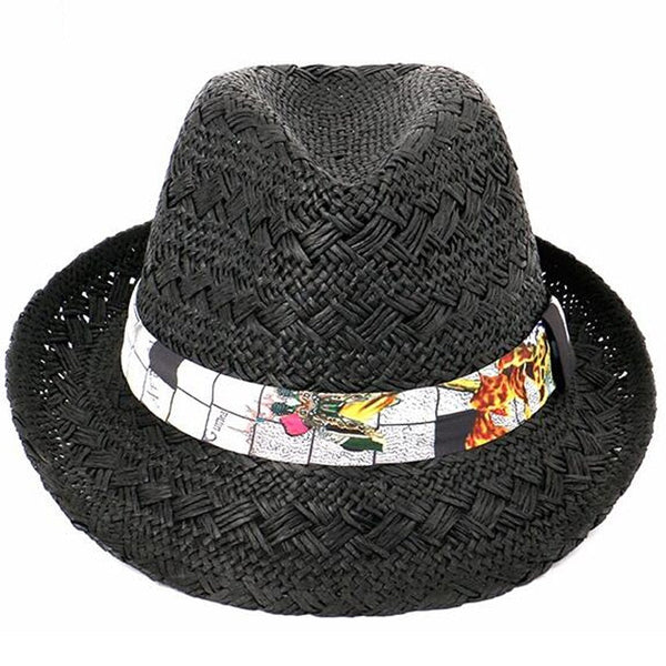 Men's Summer Straw Structured Fedora Beach Hat with Cloth Band  -  GeraldBlack.com