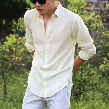 Men's Summer Ultra Thin Cotton Linen White Shirt for Social and Casual Wear - SolaceConnect.com