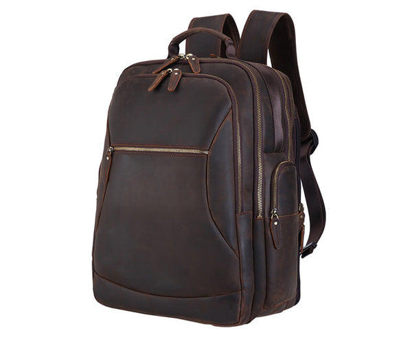 Men's Super Large Capacity Classic Genuine Leather Laptop Backpack  -  GeraldBlack.com
