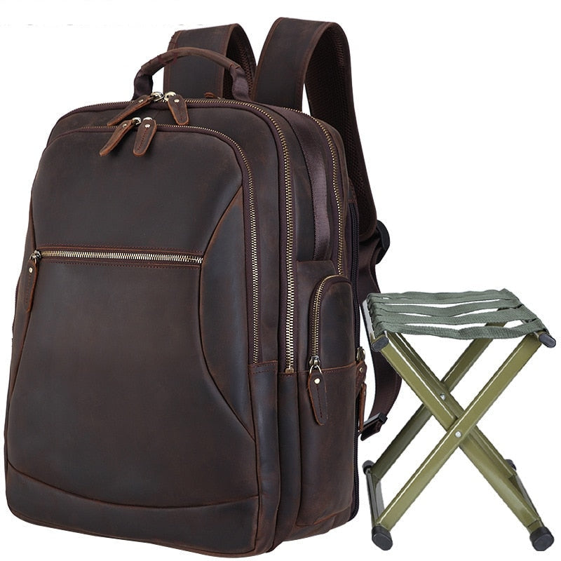 Men's Super Large Capacity Classic Genuine Leather Laptop Backpack  -  GeraldBlack.com