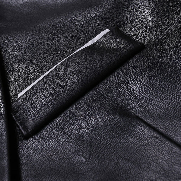 Men's Synthetic Leather Blazer Youth Fashion Casual Single-Button Blazer  -  GeraldBlack.com