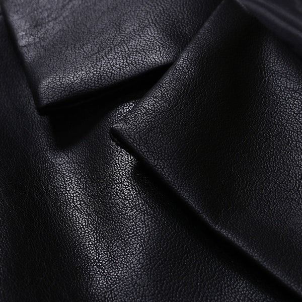 Men's Synthetic Leather Blazer Youth Fashion Casual Single-Button Blazer  -  GeraldBlack.com