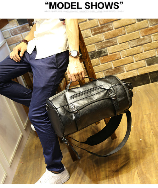 Men's Synthetic Leather Outdoor Sports Hiking Bag with Shoe Pocket  -  GeraldBlack.com