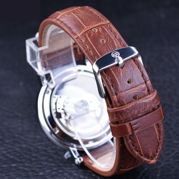 Men's Top Brand Luxury Brown Leather Strap Watch with Minimalism Design - SolaceConnect.com