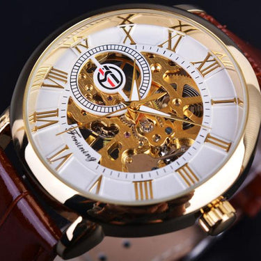 Men's Top Luxury Mechanical Skeleton Black Golden 3D Literal Design Watches - SolaceConnect.com