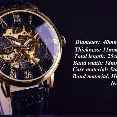 Men's Top Luxury Mechanical Skeleton Black Golden 3D Literal Design Watches  -  GeraldBlack.com